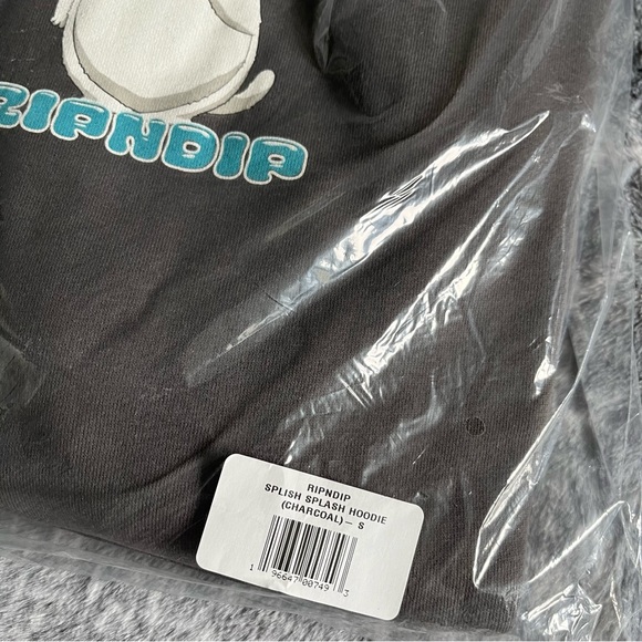 NEW RIPNDIP Splish Splash Charcoal Hoodie Unisex Size Small (Totoro Inspired) - Picture 4 of 8